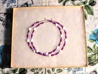 Image 7 of Delphinium White, Magenta, Purple, and Lavender Multicolor Beaded Large Hoop Earrings