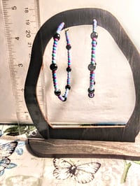 Image 5 of Viola Black, Ocean Blue, Lavender, and Purple Multicolor Beaded Large Hoop Earrings