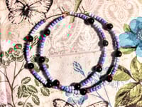 Image 9 of Viola Black, Ocean Blue, Lavender, and Purple Multicolor Beaded Large Hoop Earrings