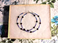 Image 7 of Viola Black, Ocean Blue, Lavender, and Purple Multicolor Beaded Large Hoop Earrings