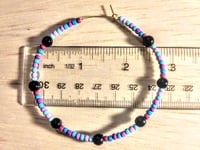 Image 2 of Viola Black, Ocean Blue, Lavender, and Purple Multicolor Beaded Large Hoop Earrings