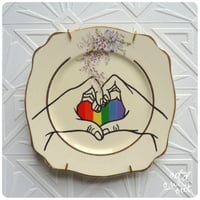 Image 1 of Rainbow Pride - Hand Painted Vintage Plate