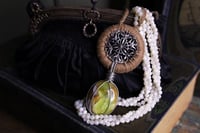 Image 3 of Beige hemp pistachio opal necklace - XS