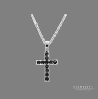 925 Silver Onyx Cross 0.75 ctw