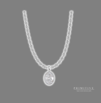 925 Silver Diamond Rose Circle Pendant and Rope Chain