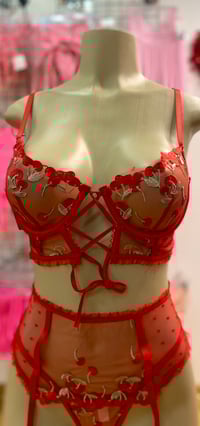 Image 1 of Red  Floral 3 piece set