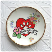 Image 1 of Cat Mama - Hand Painted Vintage Plate