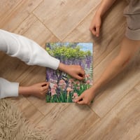 Image 2 of Chinese Wisteria and Peach Irises - Jigsaw Puzzle - 252 Pieces