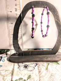 Image 5 of Viola Black, Magenta, Purple, and Lavender Multicolor Beaded Large Hoop Earrings