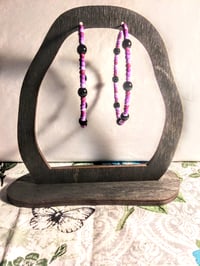 Image 6 of Viola Black, Magenta, Purple, and Lavender Multicolor Beaded Large Hoop Earrings