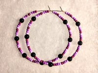 Image 8 of Viola Black, Magenta, Purple, and Lavender Multicolor Beaded Large Hoop Earrings