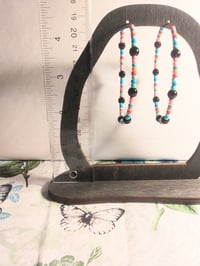 Image 5 of Viola Black, Cornflower Blue, Red, and Pink Multicolor Beaded Large Hoop Earrings