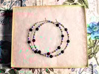 Image 7 of Viola Black, Cornflower Blue, Red, and Pink Multicolor Beaded Large Hoop Earrings
