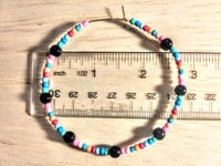 Image 2 of Viola Black, Cornflower Blue, Red, and Pink Multicolor Beaded Large Hoop Earrings