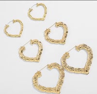 Image 1 of Heart Bamboo Earrings 