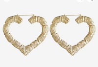 Image 3 of Heart Bamboo Earrings 