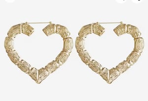 Image of Heart Bamboo Earrings 