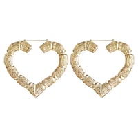Image 4 of Heart Bamboo Earrings 