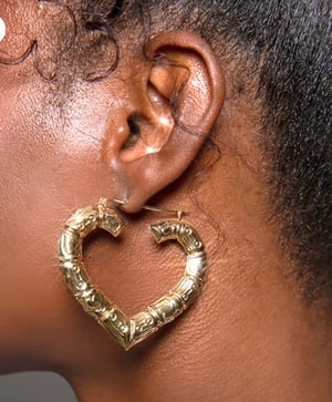 Image of Heart Bamboo Earrings 