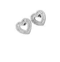 Image 1 of Luxe Baguette Heart Earrings 