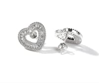 Image 3 of Luxe Baguette Heart Earrings 