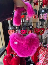 Image 2 of Pretty pink furry heart purse 