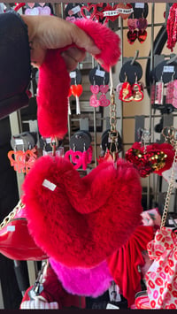 Image 1 of Pretty red furry heart purse