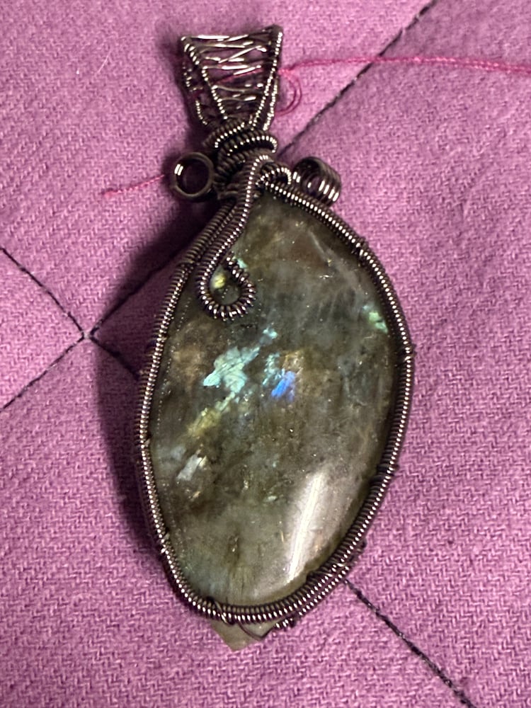 Image of Labradorite Wire Wrap Pendant | Handmade PNW Jewelry | Crystal healing pendant | #10
