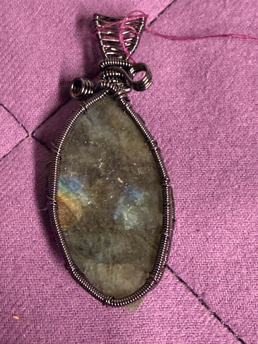 Image of Labradorite Wire Wrap Pendant | Handmade PNW Jewelry | Crystal healing pendant | #10