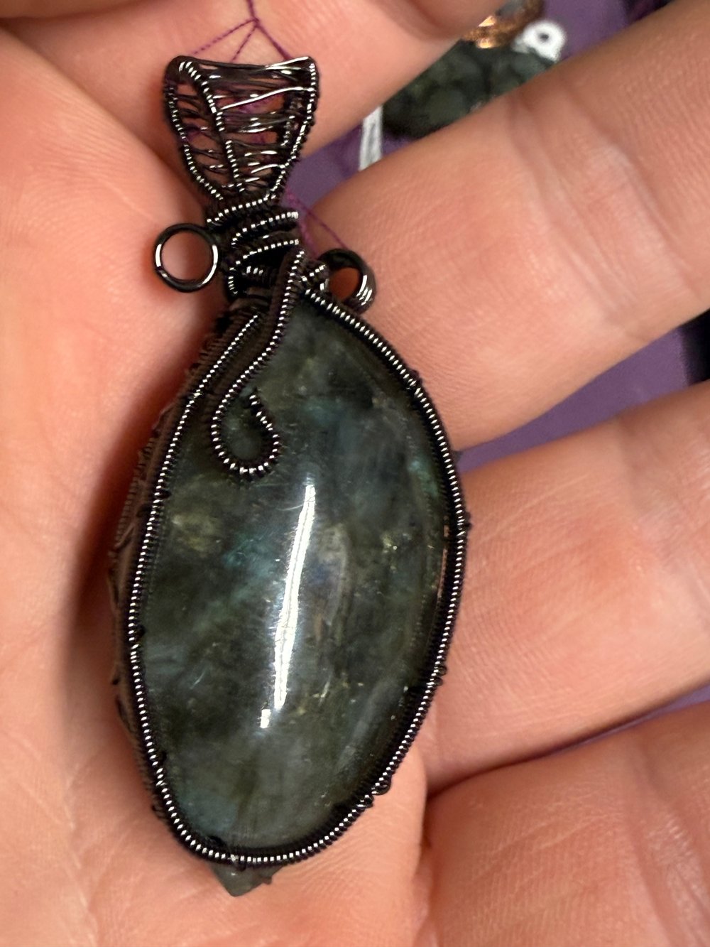 Image of Labradorite Wire Wrap Pendant | Handmade PNW Jewelry | Crystal healing pendant | #10