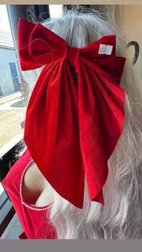 Image 1 of Extra large red velour bow 