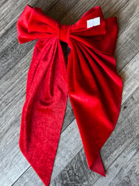 Image 2 of Extra large red velour bow 