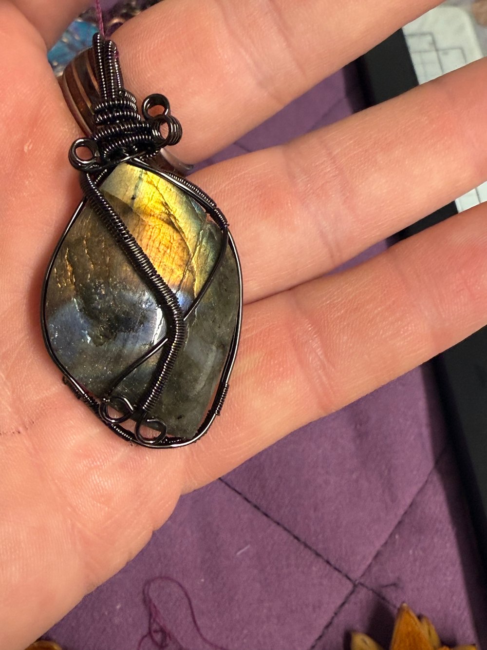 Image of Labradorite Wire Wrapped Pendant | Handmade PNW Jewelry | Crystal healing pendant | #8