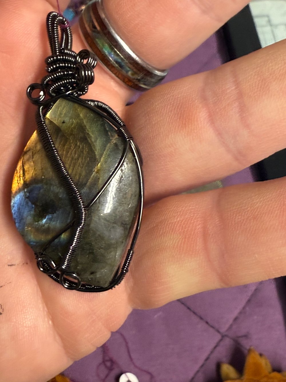 Image of Labradorite Wire Wrapped Pendant | Handmade PNW Jewelry | Crystal healing pendant | #8