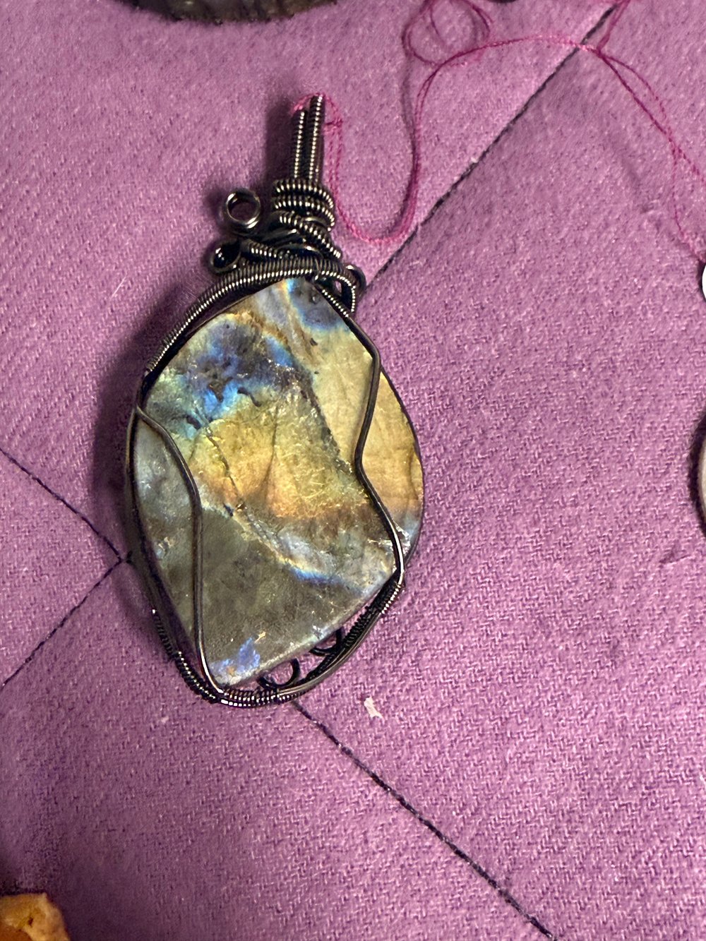 Image of Labradorite Wire Wrapped Pendant | Handmade PNW Jewelry | Crystal healing pendant | #8