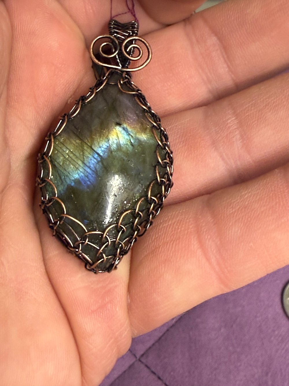 Image of Labradorite Wire Wrapped Pendant | Handmade PNW Jewelry | Crystal healing pendant | #2
