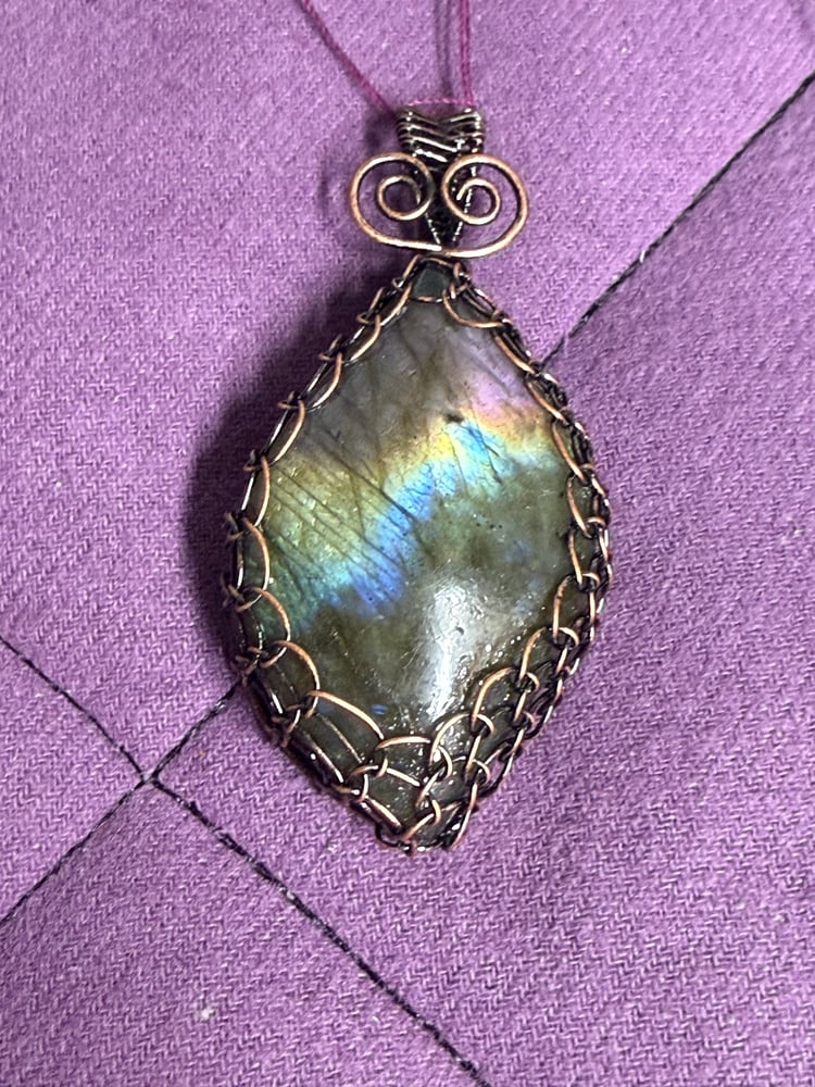 Image of Labradorite Wire Wrapped Pendant | Handmade PNW Jewelry | Crystal healing pendant | #2