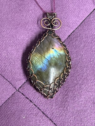Image of Labradorite Wire Wrapped Pendant | Handmade PNW Jewelry | Crystal healing pendant | #2