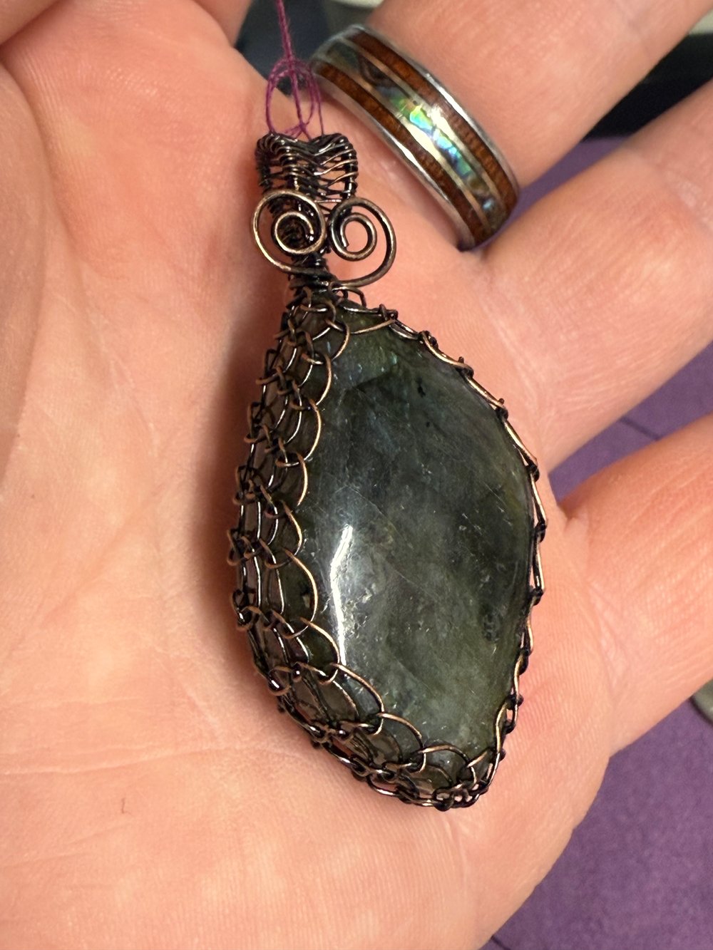 Image of Labradorite Wire Wrapped Pendant | Handmade PNW Jewelry | Crystal healing pendant | #1