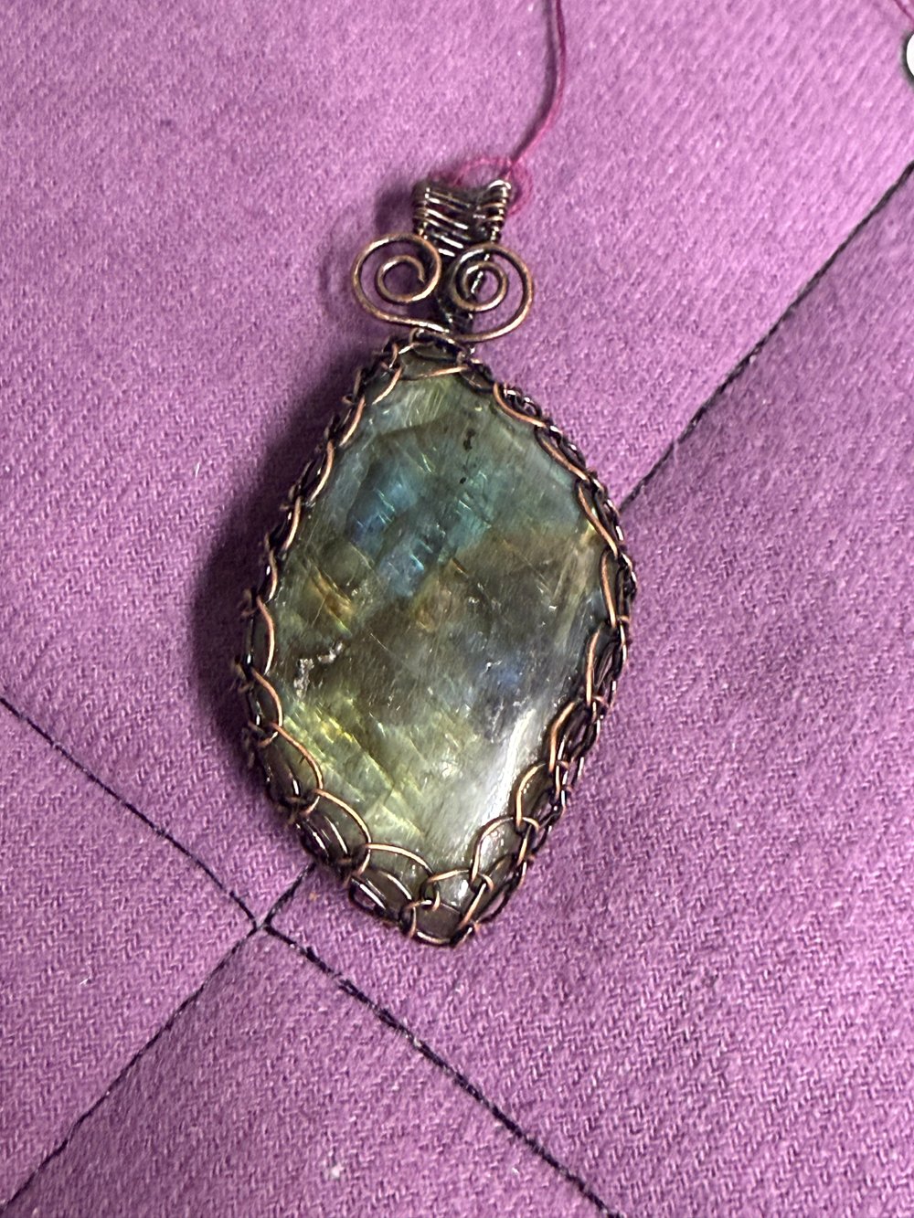 Image of Labradorite Wire Wrapped Pendant | Handmade PNW Jewelry | Crystal healing pendant | #1