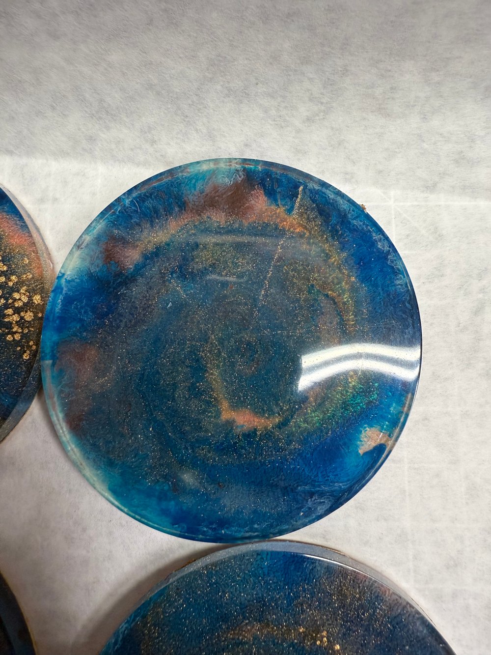 Image of Blue and Gold Drink Coasters With Holder
