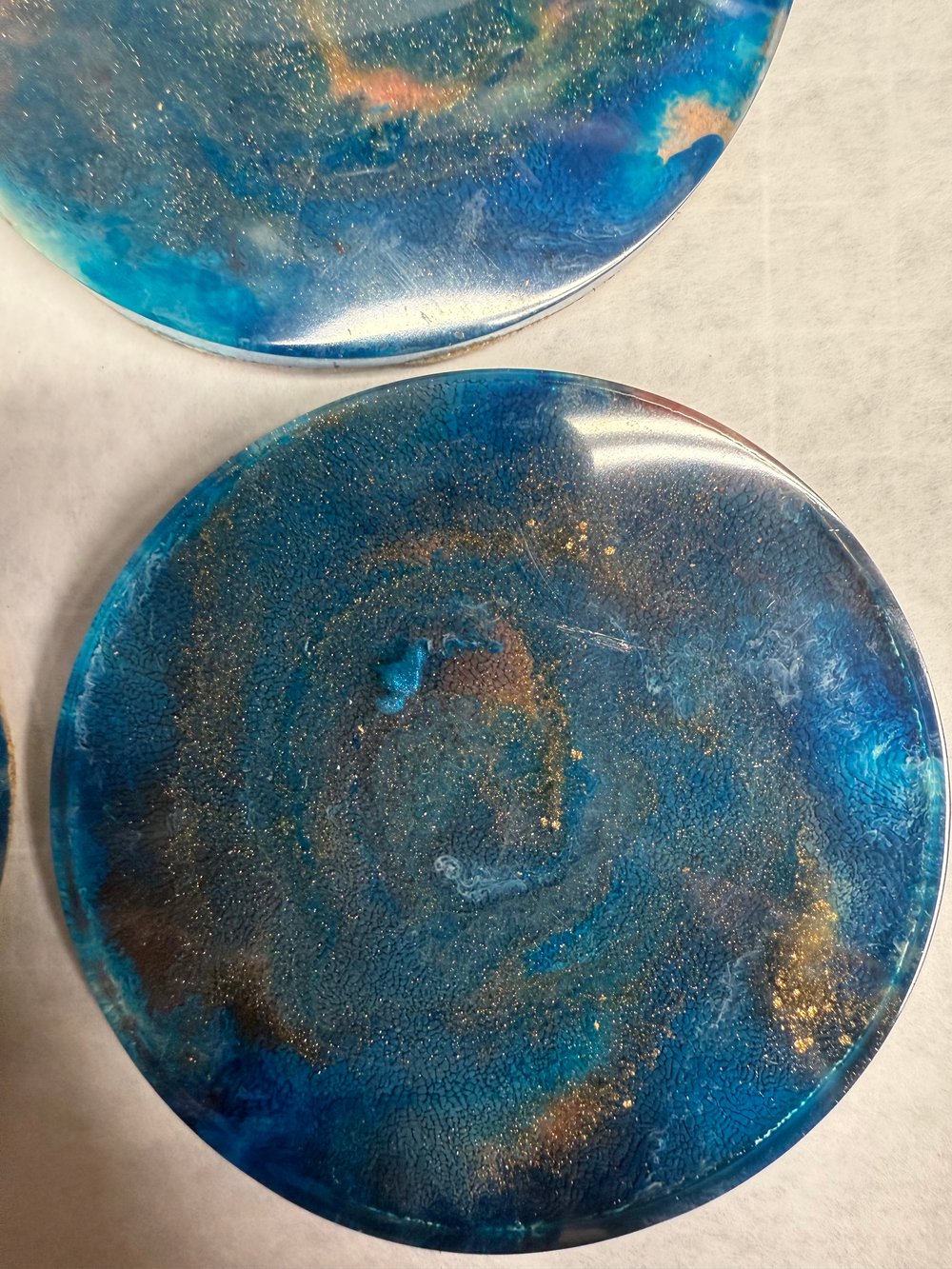 Image of Blue and Gold Drink Coasters With Holder
