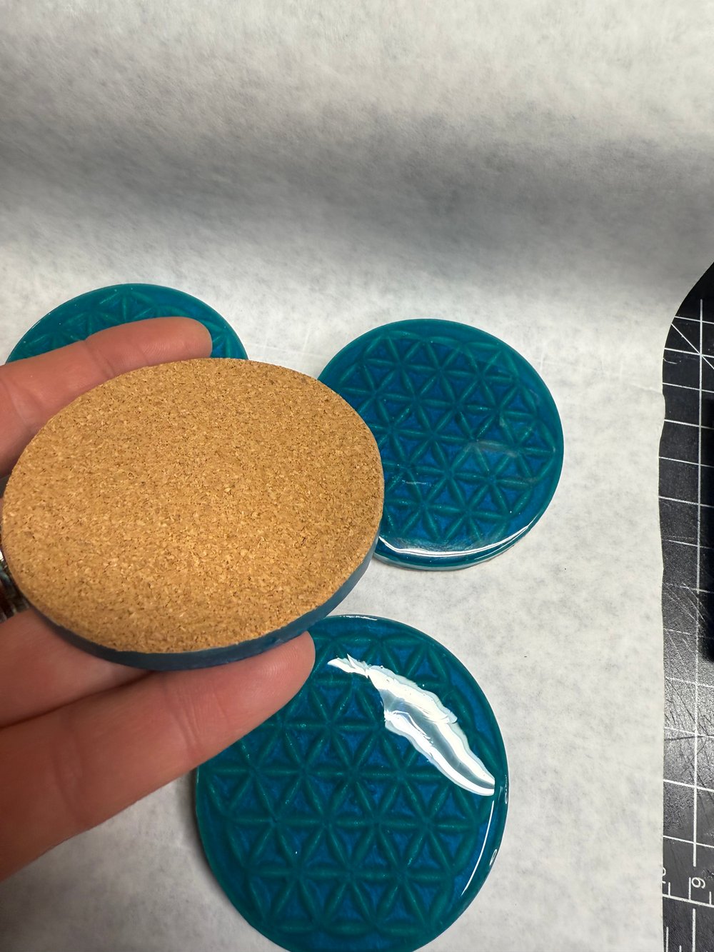 Image of The Flower Of Life Blues Drink Coasters | Resin Art | Sacred Geometry | Drink Coasters