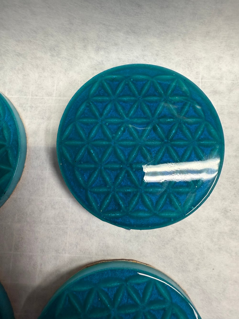 Image of The Flower Of Life Blues Drink Coasters | Resin Art | Sacred Geometry | Drink Coasters