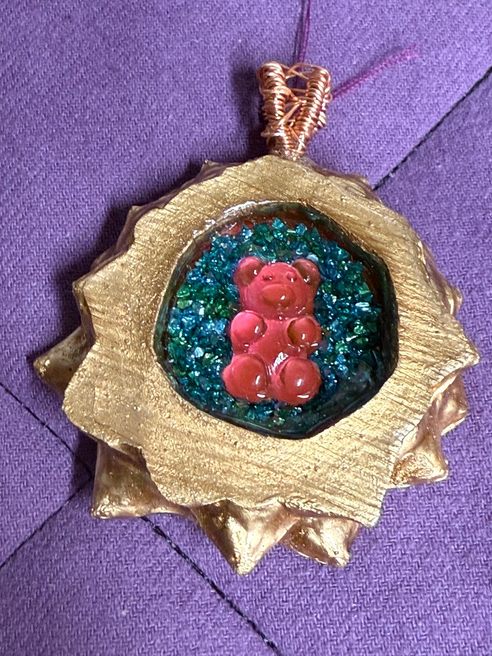 Image of The Golden Bear Pinecone Charm | Handmade PNW Jewelry | #86