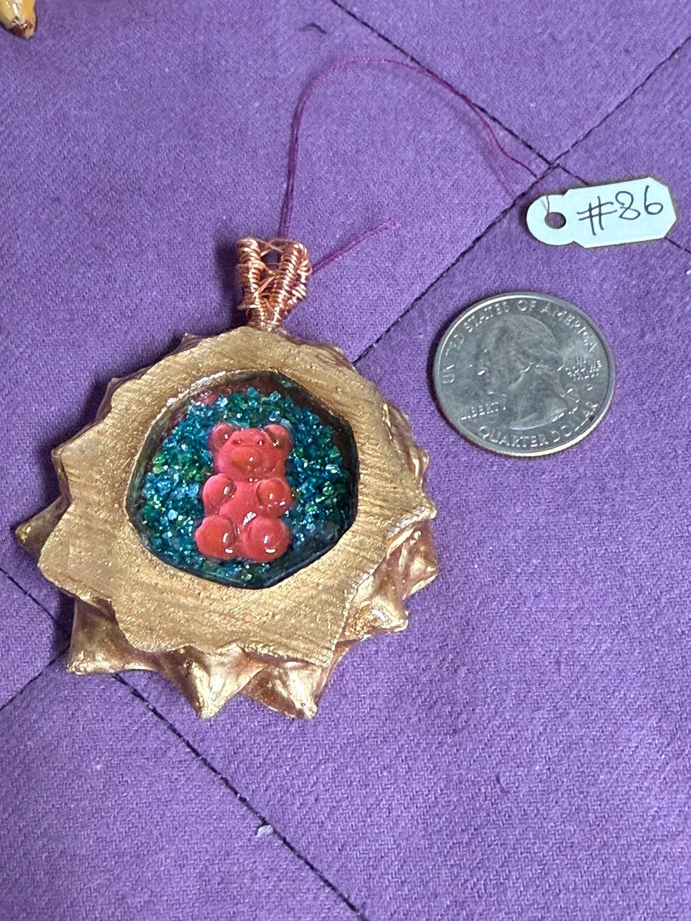 Image of The Golden Bear Pinecone Pendant #86