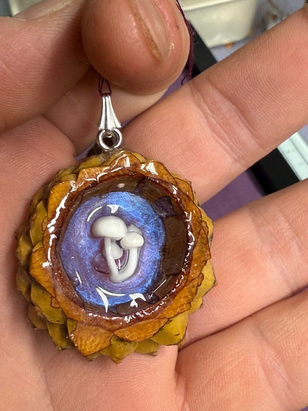 Image of Mushroom Pinecone Pendant #84