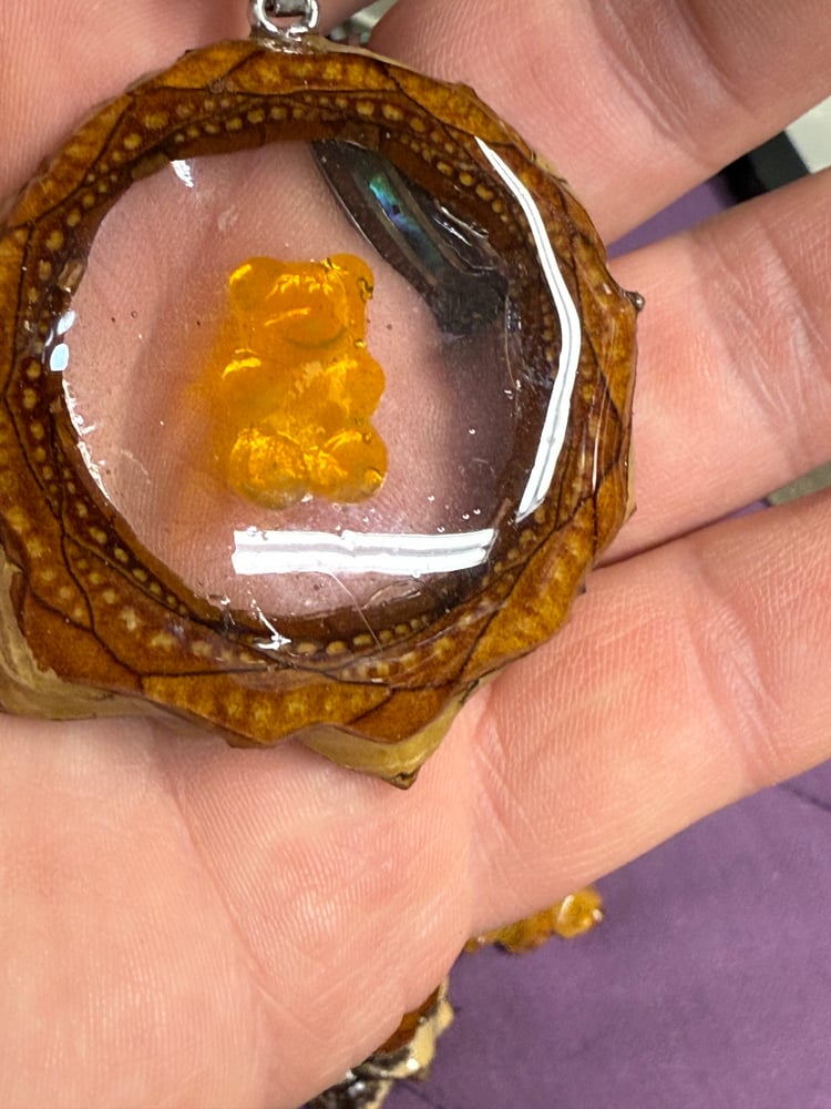 Image of Yellow Gummy Bear Pinecone Charm | Handmade PNW Jewelry | #83