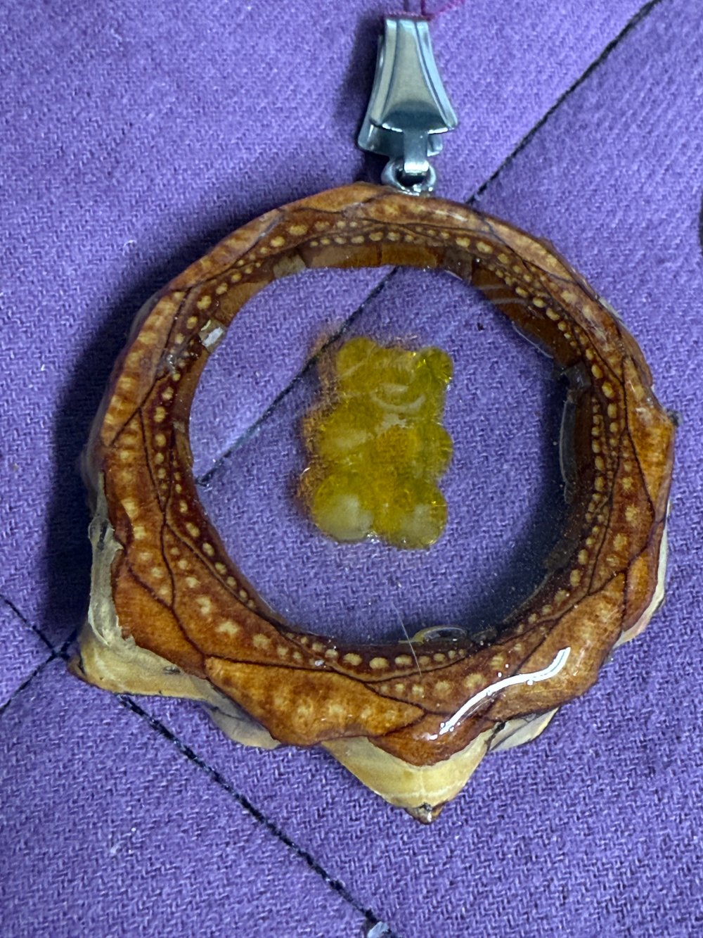 Image of Yellow Gummy Bear Pinecone Pendant #83