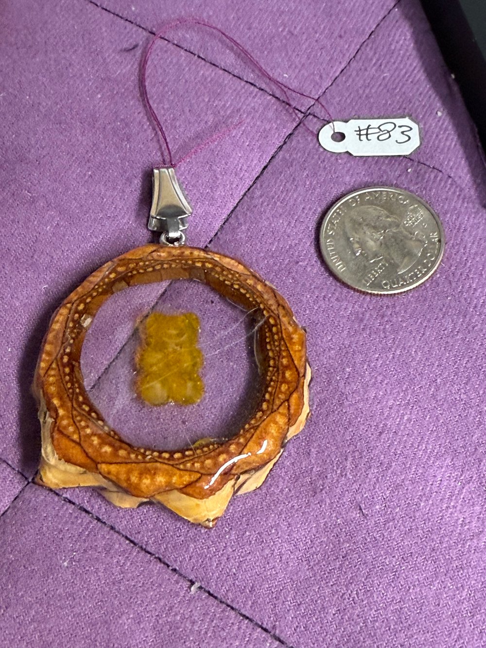 Image of Yellow Gummy Bear Pinecone Pendant #83